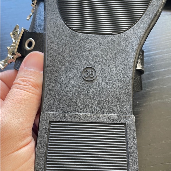 Black Slide Sandals with Silver BAT Accents - Picture 2 of 5